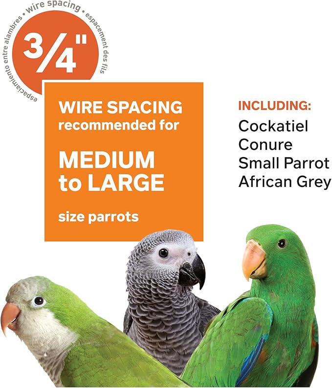 Prevue Pet Products Stainless Steel Play top Bird Cage, Stainless Steel, Medium