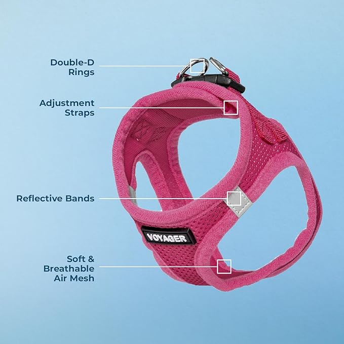 Best Pet Supplies Voyager Step-in Air Dog Harness - All Weather Mesh, Reflective, No Pull Harness for Small, Medium Dogs, Cats - Secure with Hook & Loop Fastener, Buckle, Double D-Rings - Fuchsia, XL