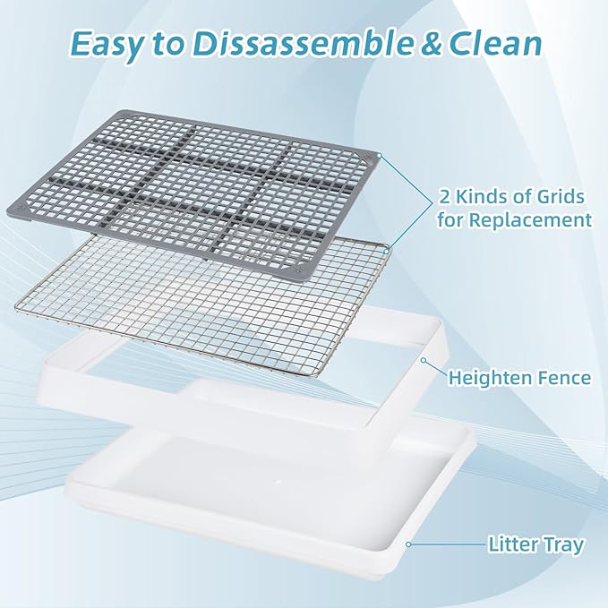 FHTONGE Bunny Litter Pan for Cage Corner with Steel Grid Holes, Rectangula Rabbit Litter Box Pet Toilet for Rat Chinchilla Hedgehog Hamster Ferret Guinea Pig, Small Animals Potty Trainer Tray