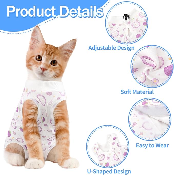 Cat Recovery Suit Female, Breathable Cat Onesie After Surgery Female for Abdominal Wounds or Skin Diseases, Surgery Recovery Suit Kitten Onesie After Spay Wear Anti Licking