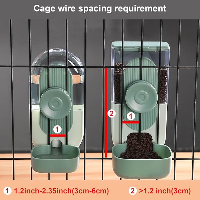 Hanging Automatic Pet Food Water Dispenser, 35oz Rabbit Feeder for Cage Gravity Feeder Siphon Waterer Set for Rabbit Chinchilla Hedgehog Ferret Cat Puppy (Orange)