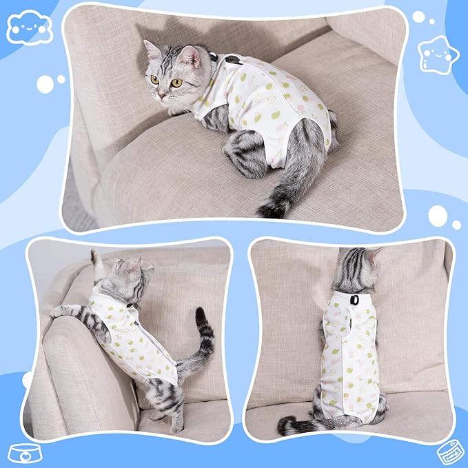 Cat Recovery Suit Female, Breathable Cat Onesie After Surgery Female for Abdominal Wounds or Skin Diseases, Surgery Recovery Suit Kitten Onesie After Spay Wear Anti Licking