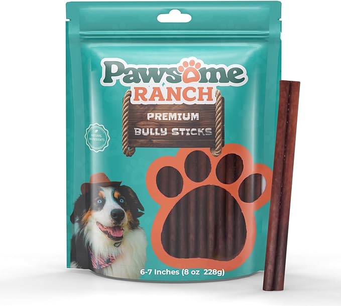6-7" (8 oz - 227g) Bully Sticks for Dogs - Natural Single Ingredient Dog Treats for Small/Medium/Large Dogs - Long-Lasting Dog Chews - Promotes Dental Health - Premium Bully Sticks