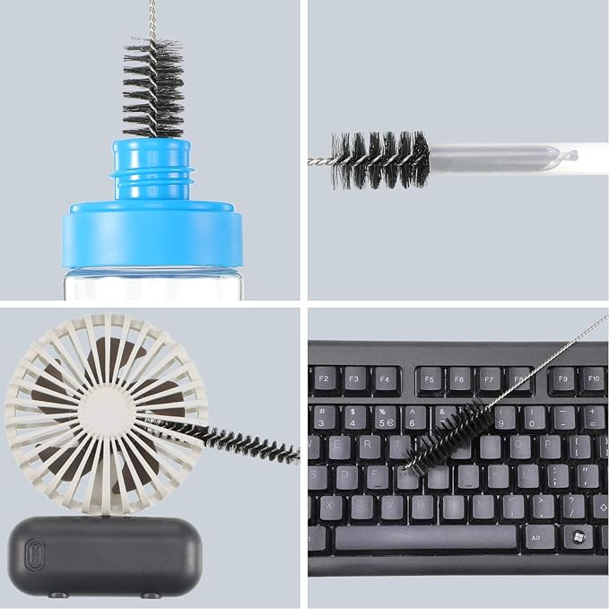 12 Pieces Tube Cleaning Brush Aquarium Filter Nylon Tube Brush Set Flexible Double-Ended Hose Pipe Cleaning Stainless Steel for Fish Tank, Kitchen, Glasses, Drinking Straws, Keyboard