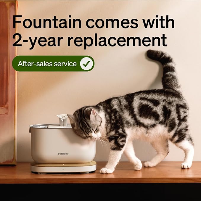 PETLIBRO Cat Water Fountain, Cordless Pet Water Fountain Battery Operated, 2.5L/84oz Dockstream Water Fountains for Cats Indoor, Cat Fountain with Stainless Steel Tray, Easy to Clean BPA-Free