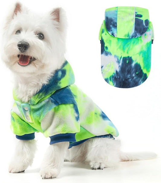 BEAUTYZOO Tie Dye Dog Hoodie Sweaters for Small Medium Size Dogs Girls Boys- Premium Quality, Ultra Soft, Superior Comfort Fit,Breathable Fleece Hooded Sweatshirt- Cold Weather Pet Clothes Winter Coat