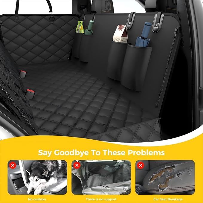 Dog Car Seat Cover for Back Seat,100% Waterproof Scratch Proof Nonslip Seat Cover,600D Heavy Duty Scratch Soft Dog Hammock for Car for Cars Trucks and SUVs