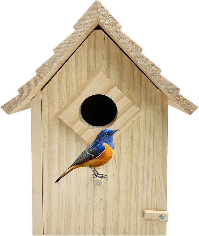Wood Bird Houses for Outside, No Assembly Required, Bluebird Houses for Outside, Hummingbird Houses for Outside, Easy to Clean, Wooden Bird Houses with Perches for Bluebirds, Hummingbirds, Wrens
