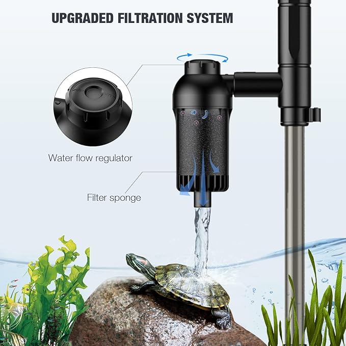 AKKEE Aquarium Vacuum Gravel Cleaner, 6 in 1 Multifunctional 18W Fish Tank Gravel Cleaner Vacuum for Water Changer Wash Sand Water Filter Circulation Aquarium Vacuum Cleaner Waterproof IP68 (Black)