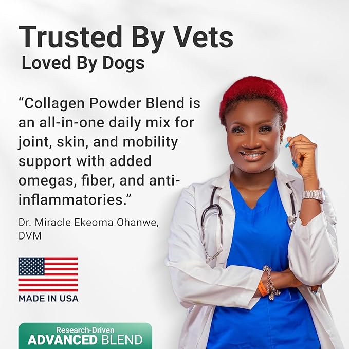 Daily Collagen for Dogs - Boosts Muscle Health & Overall Stamina - Premium All Natural Ingredients Dog Collagen Powder - Supports Mobility and Flexibility, Easy to Mix Powder, Made in USA