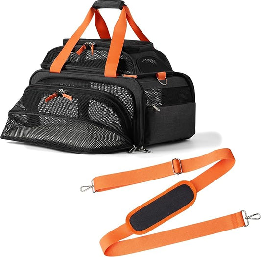 17x12x8.3 TSA Approved Expandable pet Carrier for Extra-Small Dog Under 6 lbs,Small-Medium cat Under 8 lbs,for jetblue and Other Airlines only Have 8.5'' Height Space underseat