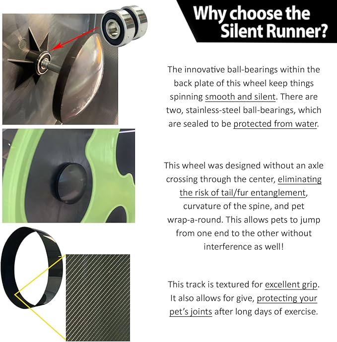 Silent Runner- 9" Regular - Exercise Wheel + Stand + Cage Attachment (Glow in The Dark)