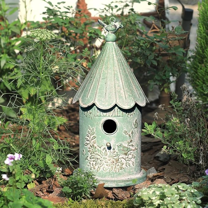 Metal Hanging Birdhouses for Outdoors Bird Houses for Outside Unique Bird Nest for Bluebird Wren Chickadee Sparrow Bird Nest Box for Garden Patio