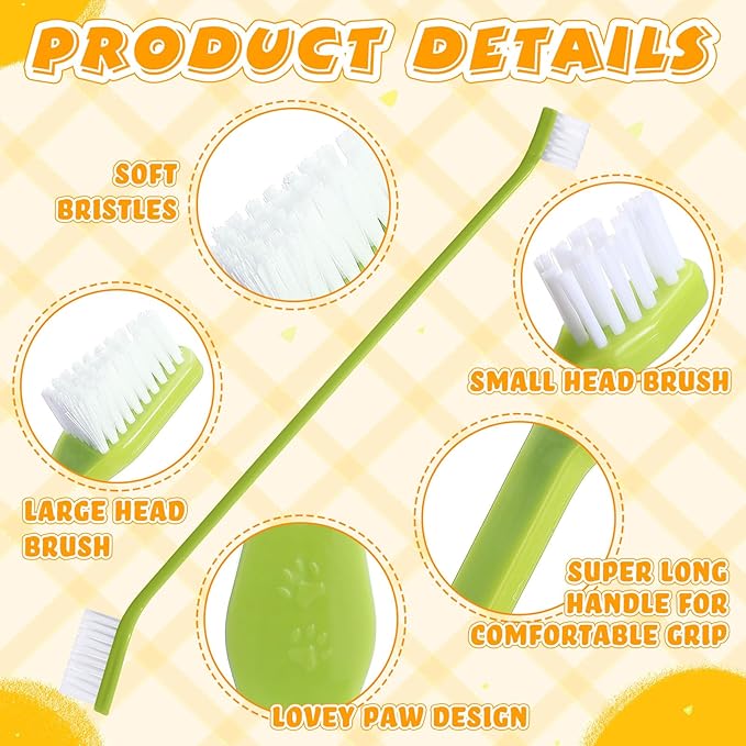 Nuenen 150 Pcs Dog Toothbrush Dual Headed Dental Brushes Puppy Tooth Brushing Kit Long Handle Toothbrush for Large and Small Dogs Cats Most Pets Teeth Cleaning Oral Care Supplies(Stylish Color)