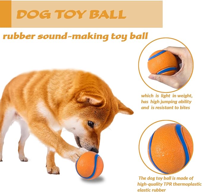 Dog Toy Ball,Rubber Sound-Producing Toy Ball, with a Groove Design That is Resistant to Bites, Has a High Bounce, Dog Training Interactive Pet Toy, Relieving Pet Anxiety(Large Size)