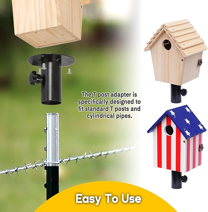 Flag Style Large Bird House for Outside with Metal Tube, Thicken Wooden Hanging Birdhouse with Clear View Panel Clear View Panel Predator Guard Nesting Box for Swallow Wren Chickadee Finch Bluebird