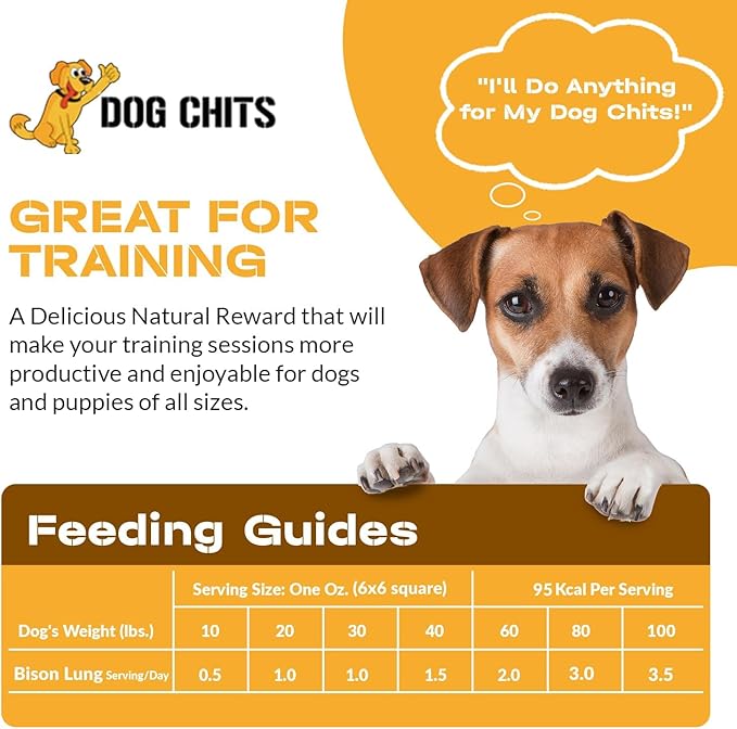 Dog Chits Bison Lung Fillets for Dogs - Dog and Puppy Chews | USA Raised | Made in USA | All-Natural Treats | Crisp not Crumbly | Easy Digestion | Great for Training | Flavor Dogs Love | 6 oz
