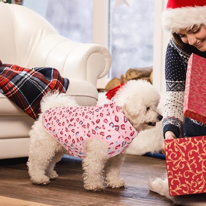 ASENKU Windproof Winter Coat - Waterproof Jacket, Warm Vest for Dogs - Cold Weather Pet Apparel With 2 Layers Fleece Lined for Small Medium Large Dogs (Pink Leopard, 2XL)