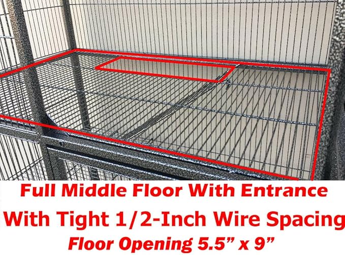 Deluxe Two Full Story Double Unit 4-Tiers Chew-Proof Tight 1/2-Inch Bar Spacing Double Durable Front Doors Feisty Ferret Hammock Squirrel Chinchilla Rat Gerbil Small Animal Critter Rolling Home Cage