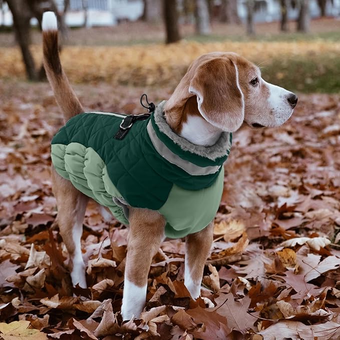 Lelepet Dog Coat Warm Dog Winter Coat Waterproof Dogs Jacket with Harness Built in Reflective Pet Fleece Vest Zip-Up Cold Weather Coats for Extra Large Dogs Turtleneck Windproof Coats Great Dane 3XL