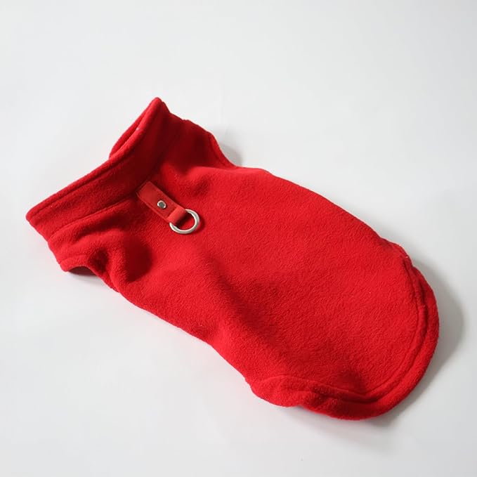 JACKO & CO - Fleece Vest Sweater with Leash Ring - Soft Lightweight Breathable for Puppies Small Medium Dogs, Kitten, Cats, Chihuahua - Warm for Fall/Autumn/Winter (Red, X-Small 2-4lbs)