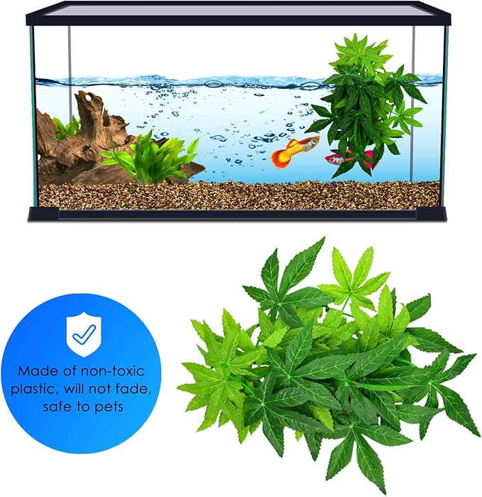 KATUMO Reptile Plants, 3PCS Amphibian Hanging Plants with Suction Cup for Lizards, Geckos, Bearded Dragons, Snake, Hermit Crab Tank Pets Habitat Decorations