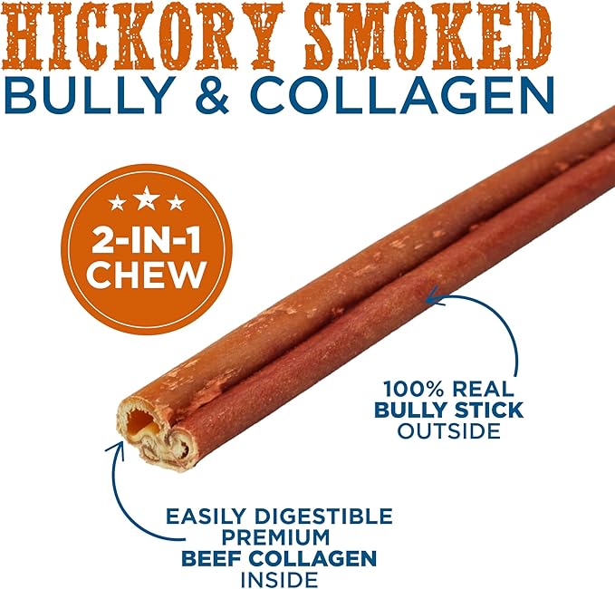 Best Bully Sticks Smoked Bully Sticks with Collagen for Dogs - 5-6 Inch, 5 Count (Pack of 1) - Natural, Grain Free Dog Chews - Medium, Long-Lasting Treats for Aggressive Chewers