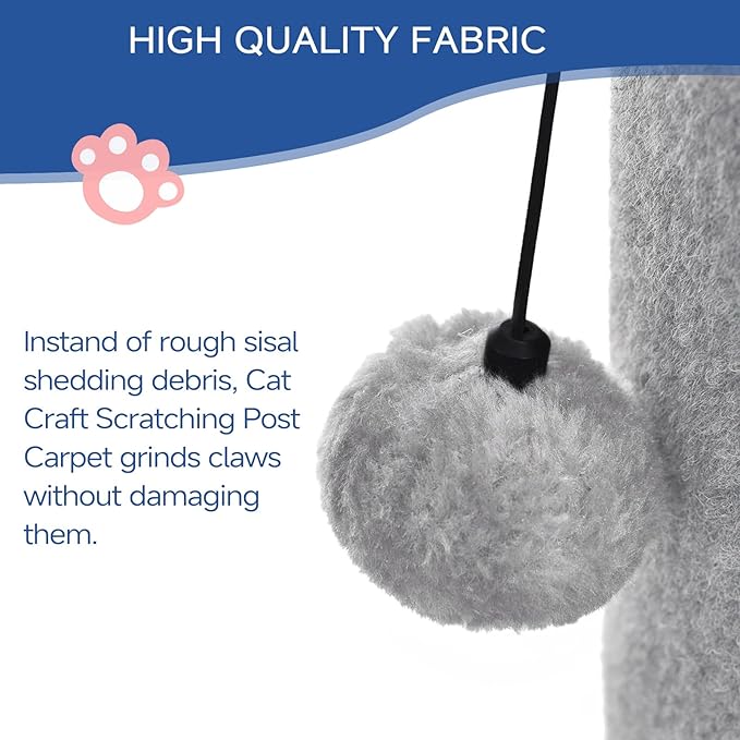 Cat Scratching Post Carpet Scratching Post 40" for Indoor Cats, Tall Cat Scratch Post, Carpet Cats Scratcher with Replaceable Toys, Sturdy Base, Large, White Gray