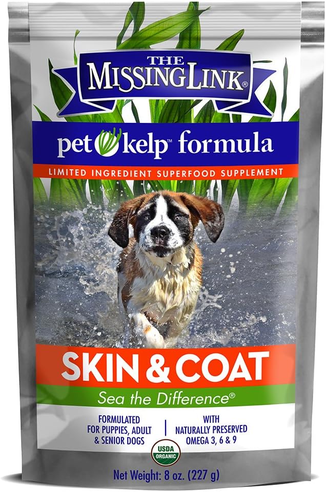 The Missing Link Pet Kelp Canine Skin & Coat 8oz Superfood Powdered Supplement, Organic & Limited Ingredient Formula for Dogs