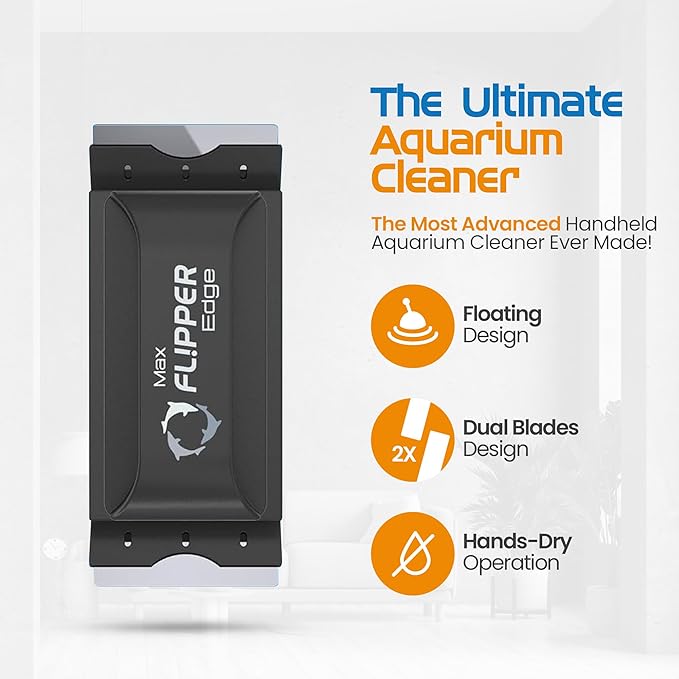 Flipper EDGE 2-in-1 Scrubber Scraper Floating Magnetic Fish Tank Aquarium Cleaner with DUAL BLADES - Efficient Glass & Acrylic Aquarium Cleaning Tools (MAX)