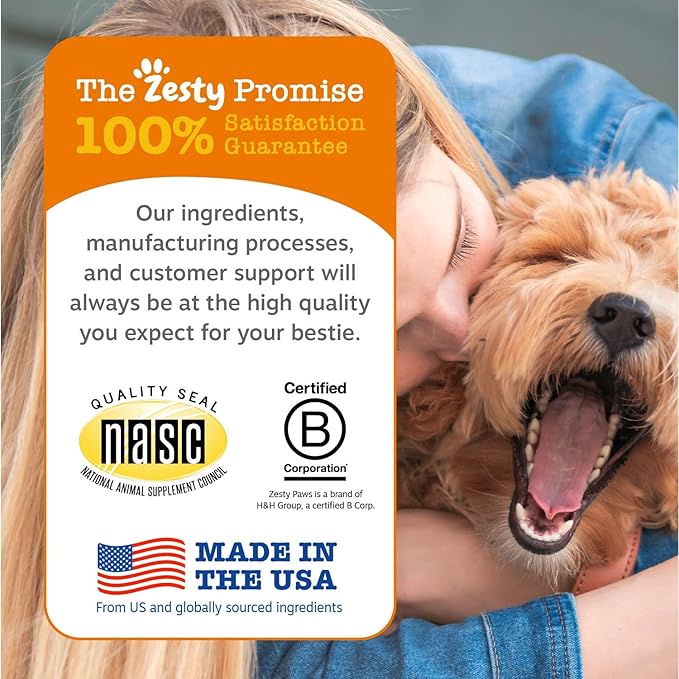 Zesty Paws Omega 3 Fish Oil for Dogs - Zesty Paw Dog Vitamins and Supplements for Hip, Joint & Skin, Chicken (250 Chews)