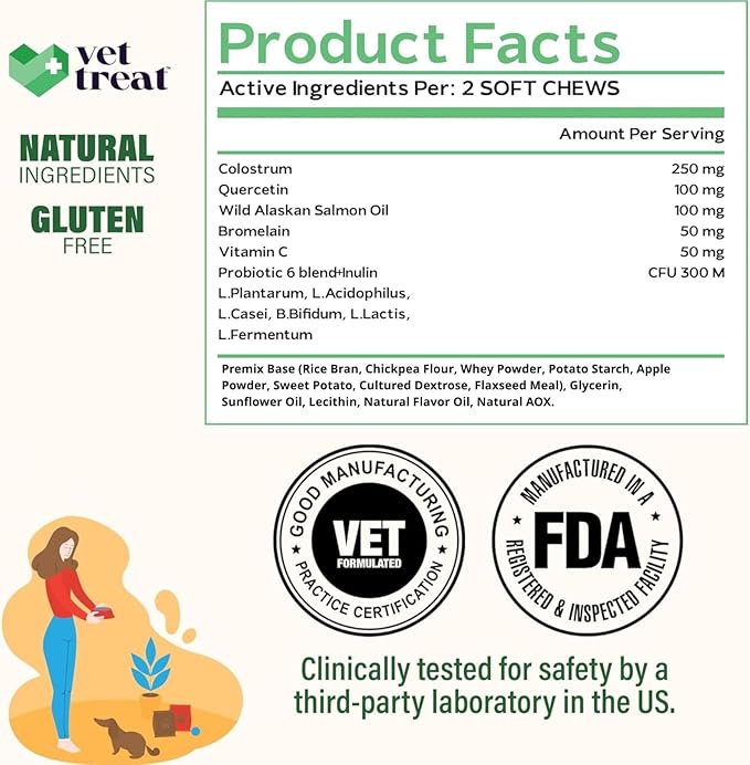 Dog Allergy Relief Chews - 120 Dog Allergy Chews - Itch Relief for Dogs - Fish Oil Omega 3, Probiotics for Itchy Skin & Paw Licking, Hot Spots Allergies - Coat & Dry Skin Supplement - Immune Support