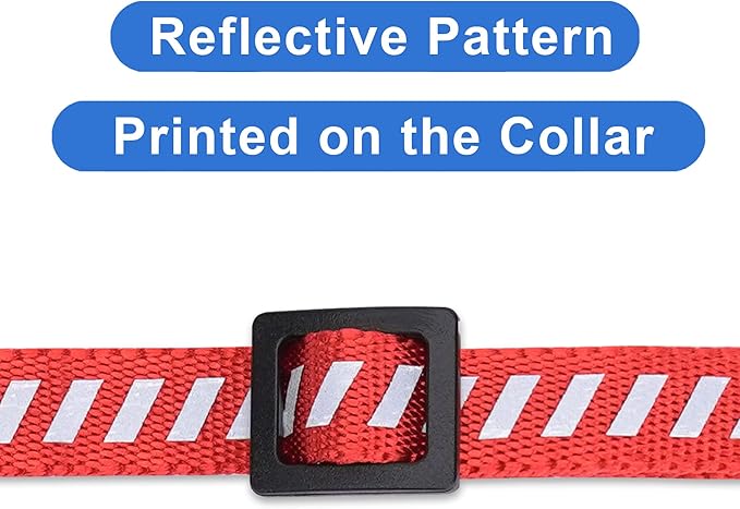 Pawtitas Personalized Cat Collar with Safety Buckle and Removable Bell Cat Collar with Name Phone Number Kitten Adjustable Collar Customized Cat Collar | Red Reflective Collar for Cats