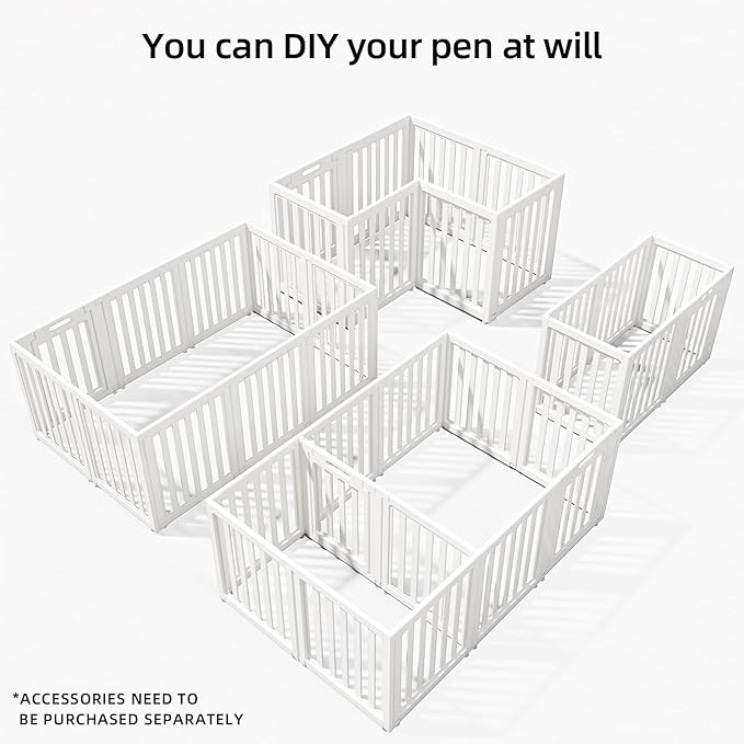 Clear Dog Play Pen,Pet Playpen with Door,Easy to Clean and Install Puppy pens for Both Indoor and Outdoor use (White, 30.3" Height, 12)