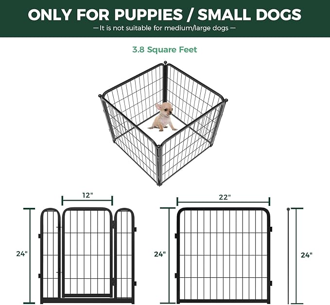 FXW Homeplus Unleashed Indoor Dog Playpen - Stress-Free and Safe Play, Heavy Duty 24 Inch 4 Wire Panels Dog Pen for Puppy and Small Dogs, Black│Patented