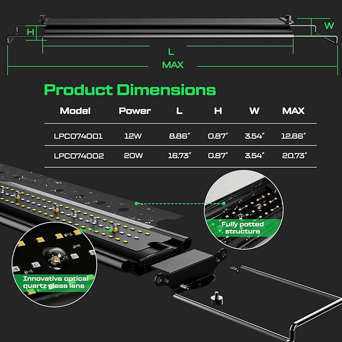 12W LED UVB Strip Lights for Reptiles, Dimming UVB UVA Reptile Lamp, LCD Remote Control with 24/7 Timer, Multiple Modes for Bearded Dragon Leopard Gecko Tortoise Frog Snake Plant