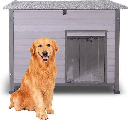 Dog House Outdoor with Prevent Chewing Iron Frame, Cat Houses Removable Floor and Open Roof for Dogs,Cats,Rabbits Animals