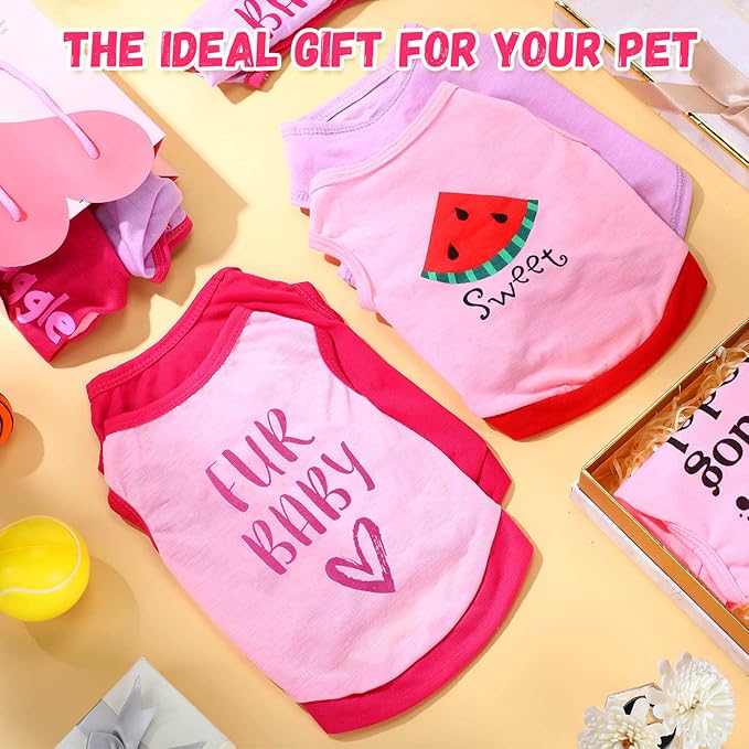 Reginary 8 Pieces Pet Shirts Summer Printed Puppy Dog Shirt Soft Pullover Cute Dog Sweatshirts Puppy Girl Female Clothes Outfits Small Doggie Cats(Cute Pattern,Size M)