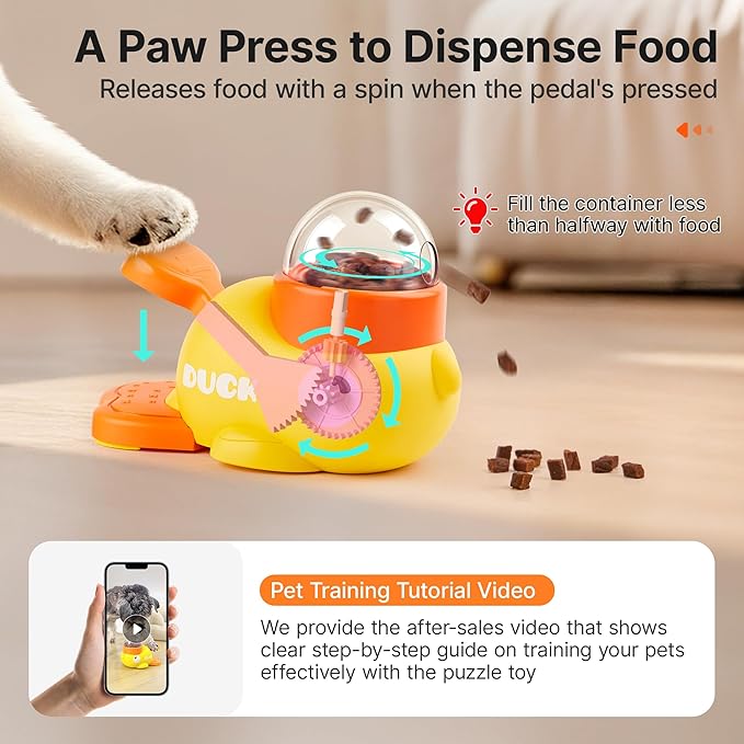 Potaroma Cat Puzzle Treat Dispenser, Interactive Duck-Shaped Enrichment Toy for Cats and Small Dogs, IQ Training and Exercise 8.6 Inches