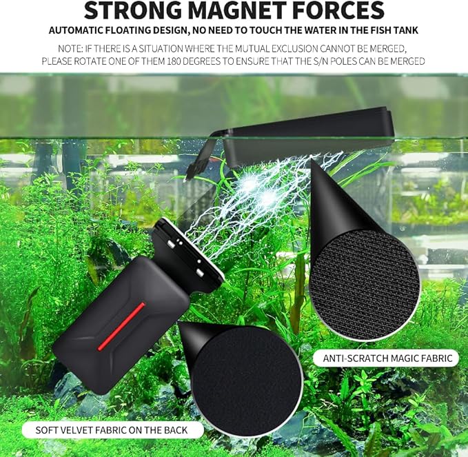 Aquarium Brush Strong Magnetic Floating Magnetic Brush, Fish Tank Cleaner, Scrubber & Scraper Aquarium Cleaning Tools, Floating Fish Tank Cleaner (L)