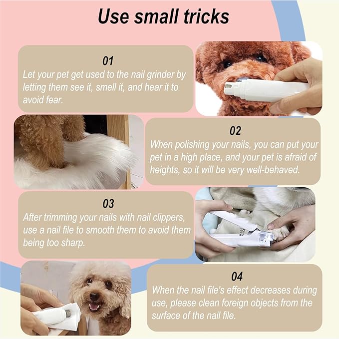 2-in-1 Dog Nail Grinder & Clipper - Ultra-Quiet USB Rechargeable Pet Nail Trimmer with LED Light, Multiple Sanding Ports, and Splash Guard for Small, Medium, & Large Dogs and Cats (White)