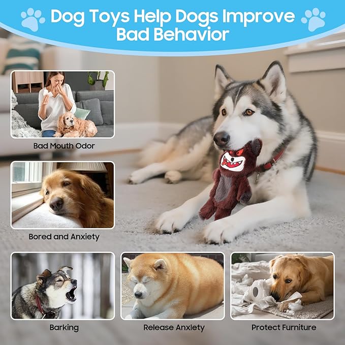 Bzonsmart Dog Squeaky Toys, 5 PCS Crinkle Plush Dog Toys, Dog Toys Value Bundle for Small,Medium,and Large Dogs, Dog Chew Toys to Keep Them Busy