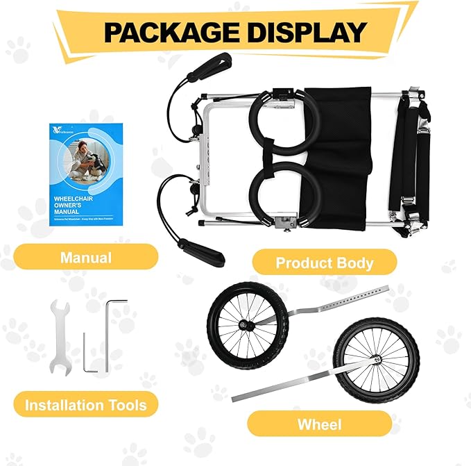 All-Terrain Dog Wheelchair for Back Legs - Lightweight & Adjustable for Medium to Large Dogs - Easy to Assemble Mobility Aid