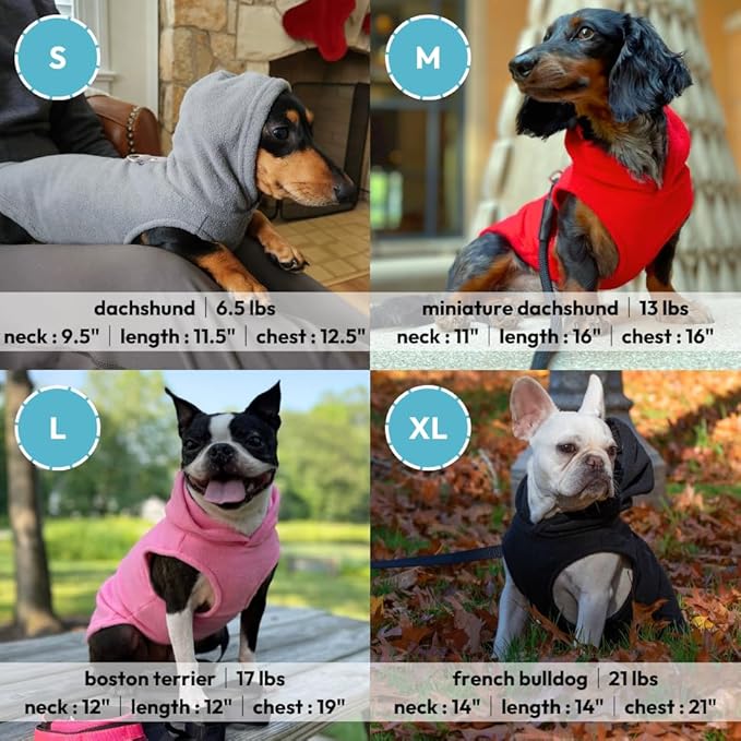 Gooby Fleece Vest Hoodie Dog Sweater - Plum, X-Small - Warm Pullover Dog Hoodie with O-Ring Leash for Small to Medium Dogs