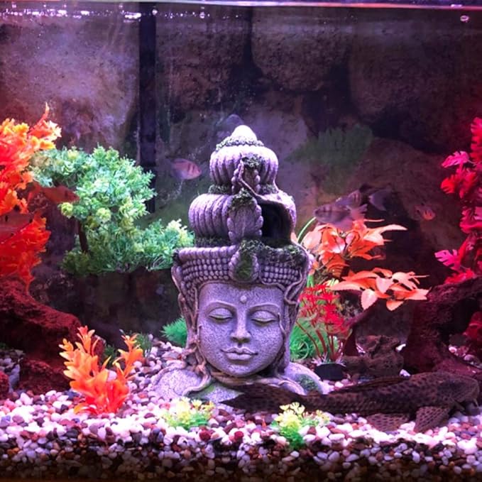 SLOCME Aquarium Buddha Head Statue Decorations - Aquarium Buddha Ornament Fish Tank Zen Decorations