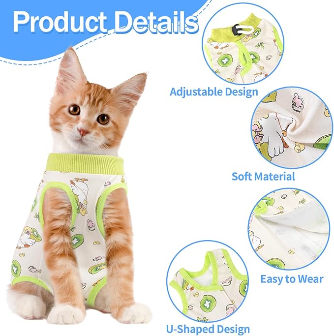 Cat Recovery Suit Female, Breathable Cat Onesie After Surgery Female for Abdominal Wounds or Skin Diseases, Surgery Recovery Suit Kitten Onesie After Spay Wear Anti Licking