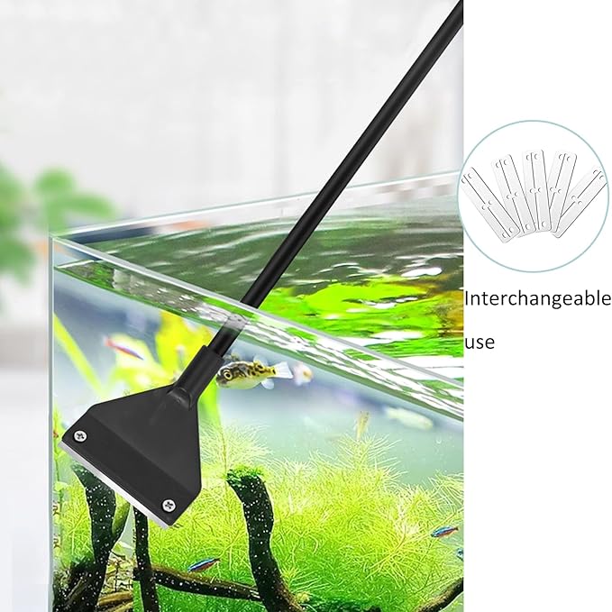 7 in 1 Aquarium Cleaning Tool Kit Betta Fish Tanks Cleaning Accessories Set Includes Seaweed Scraper with Handle, Sponge Brush, Fishing Net and Pump Brush