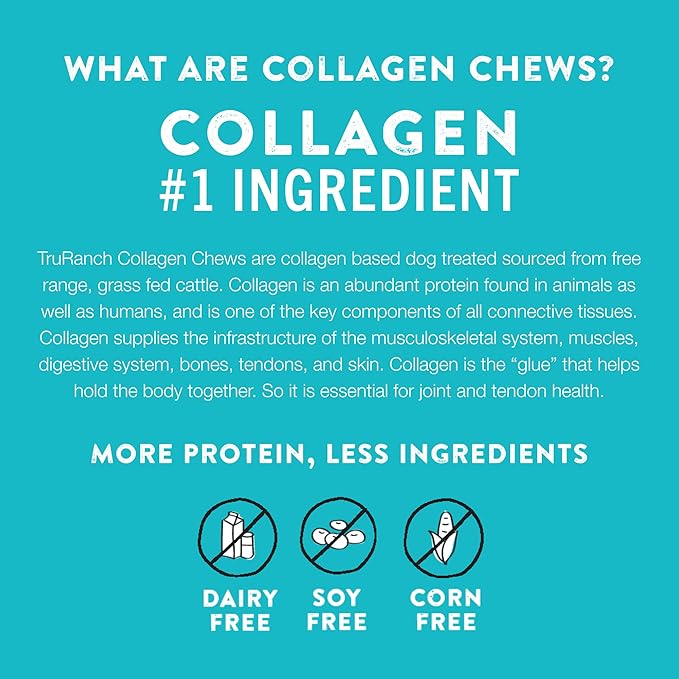 Collagen Rolls - 6" Collagen Rolls for Dogs - Long Lasting Healthy Joint Support - Rawhide Alternative - Skin & Coat Health - Made with Real Peanut Butter, Value Pack, 3 Bags, 12 Count