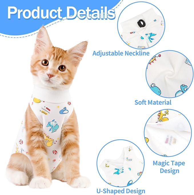 Cat Recovery Suit Female, Breathable Cat Onesie After Surgery Female for Abdominal Wounds or Skin Diseases, Surgery Recovery Suit Kitten Onesie After Spay Wear Anti Licking