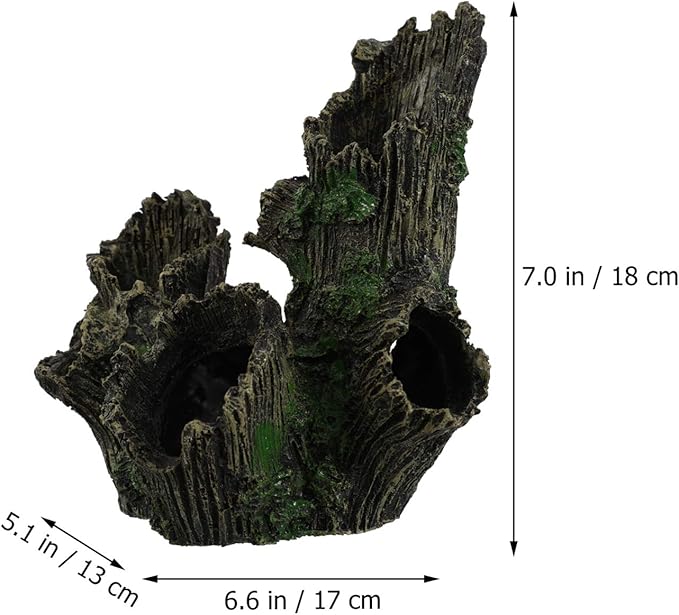 balacoo Fish Tank Ornament Resin Wood Tree Stump Aquarium Decor Driftwood Betta Log Play House Hollow Tree Hole Landscape Decor for Freshwater Betta Cichlid Reptile